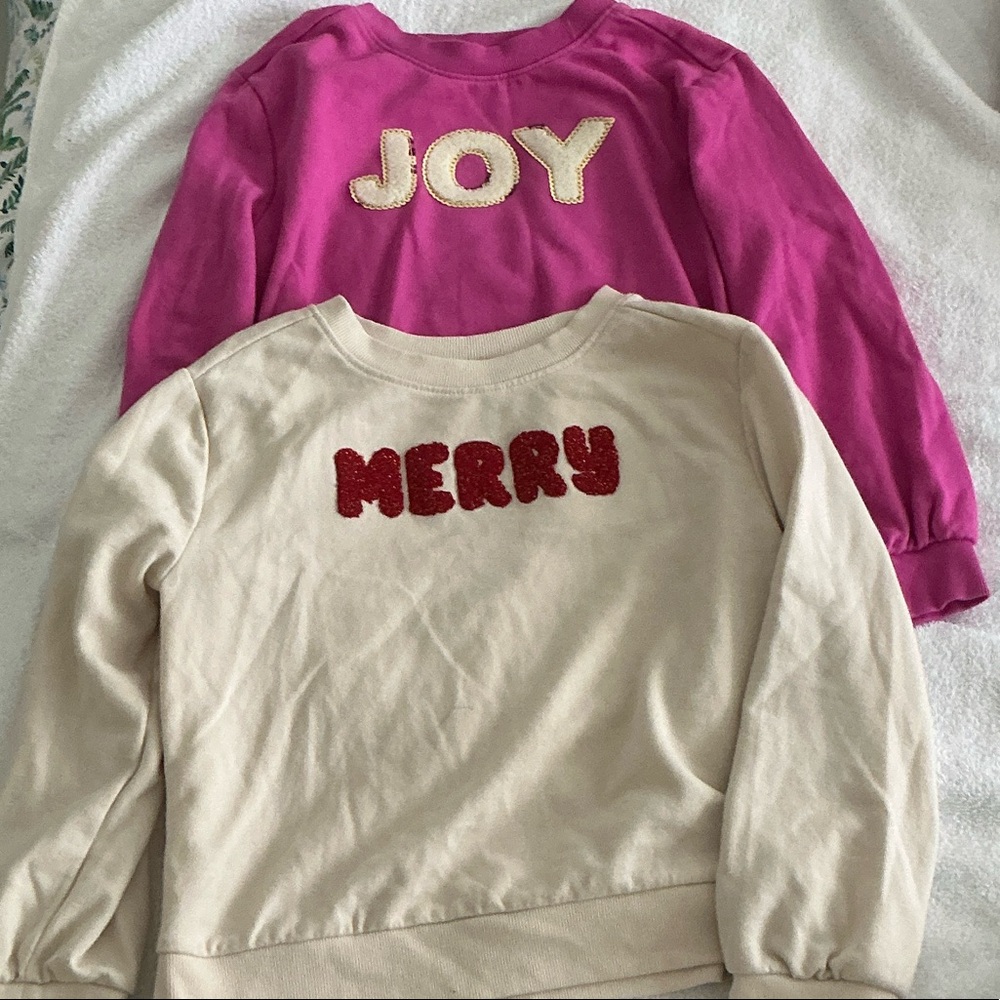 Cat & Jack Pink and Cream Joy Merry Sweatshirts